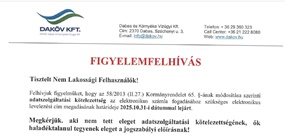 Daköv Tájékoztató NEM lakossági fogyasztók részére!