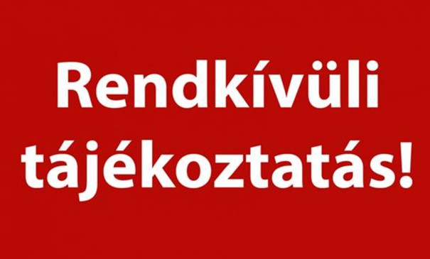 Rendkívüli tájákoztatás- szennyvízelvezetés