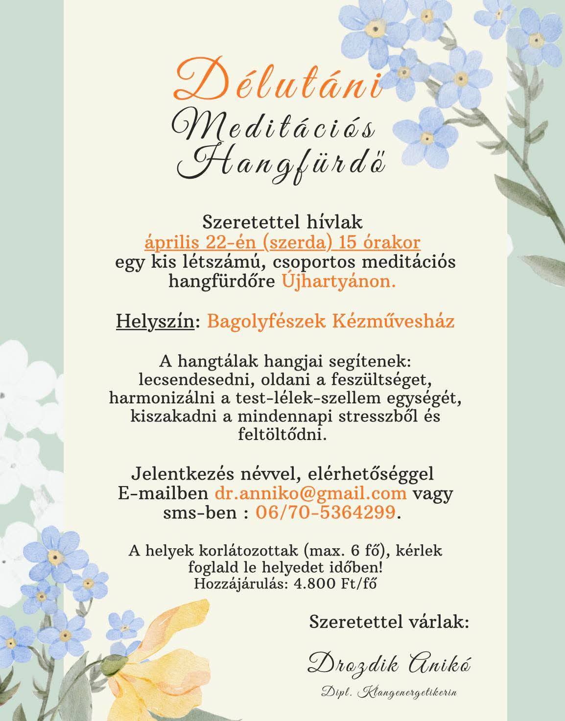 Meditációs hangfürdő plakátja
