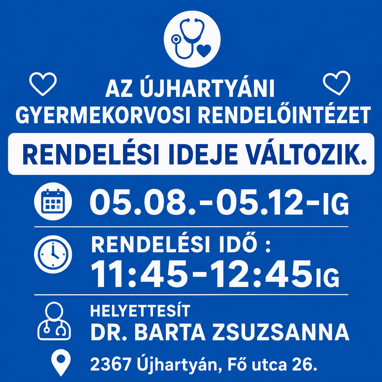 Gyermekorvosi rendel&eacute;si idő v&aacute;ltoz&aacute;s 