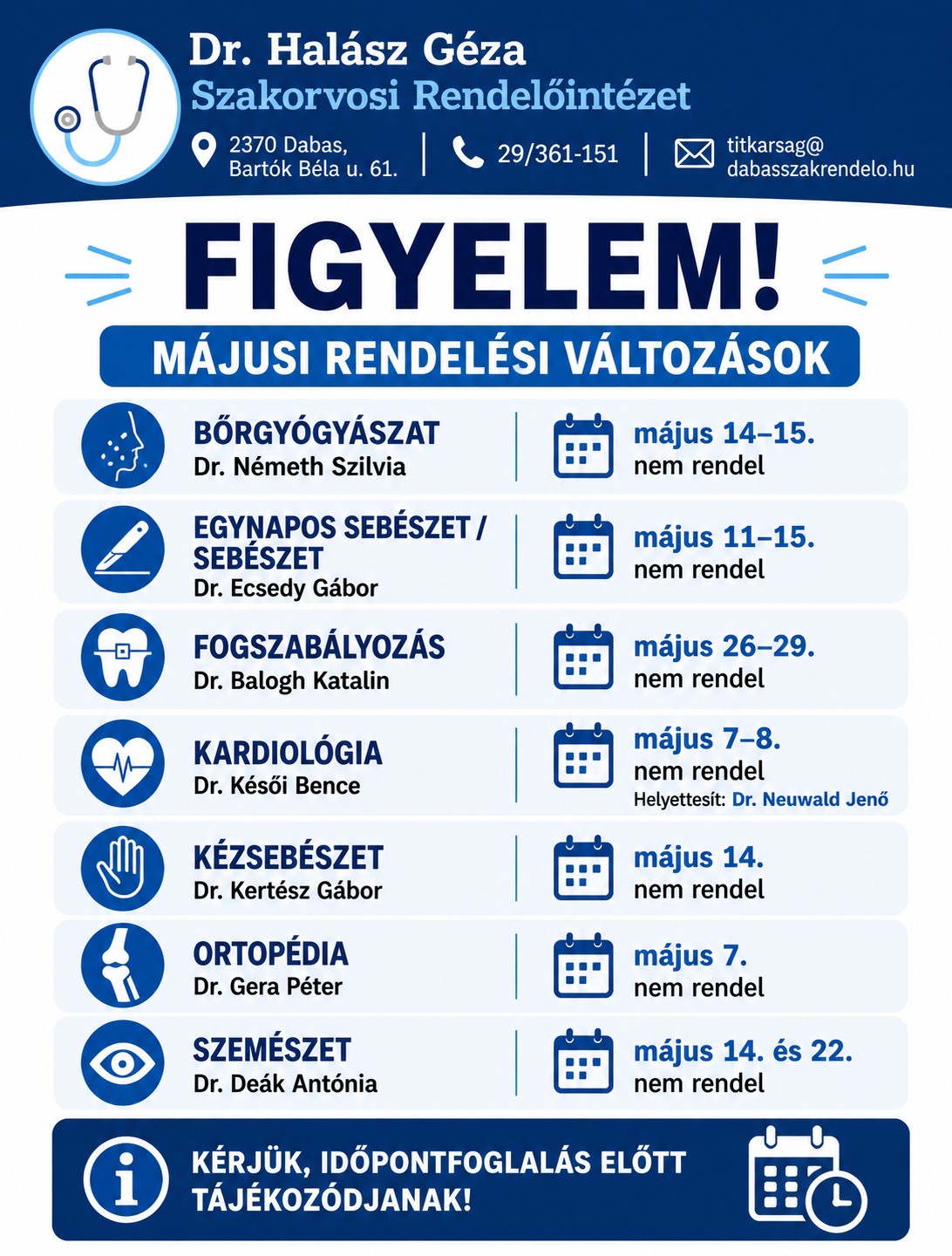 M&aacute;jusi rendel&eacute;si idő v&aacute;ltoz&aacute;s