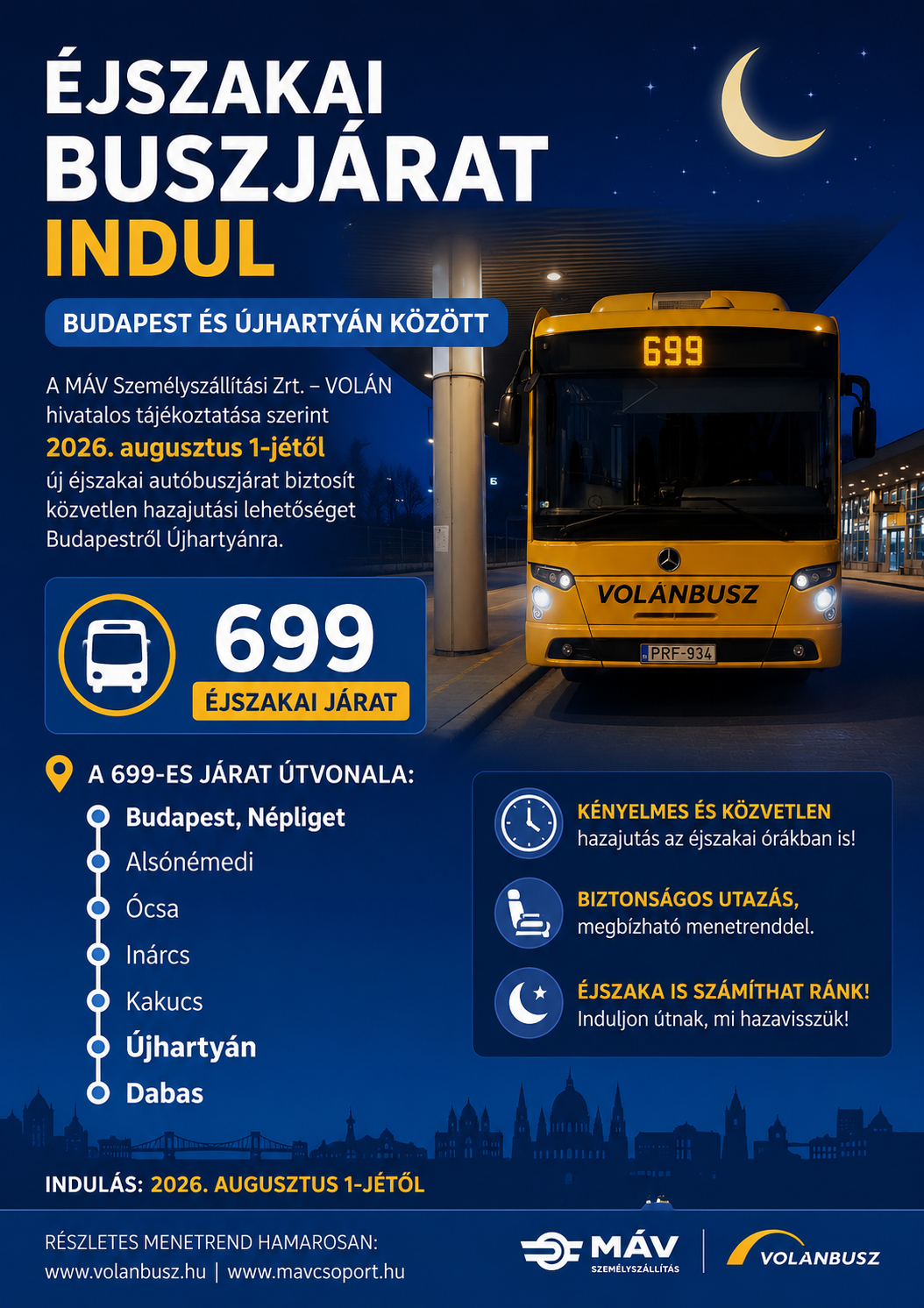 &Eacute;jszaki Buszj&aacute;rat indul &Uacute;jharty&aacute;nra