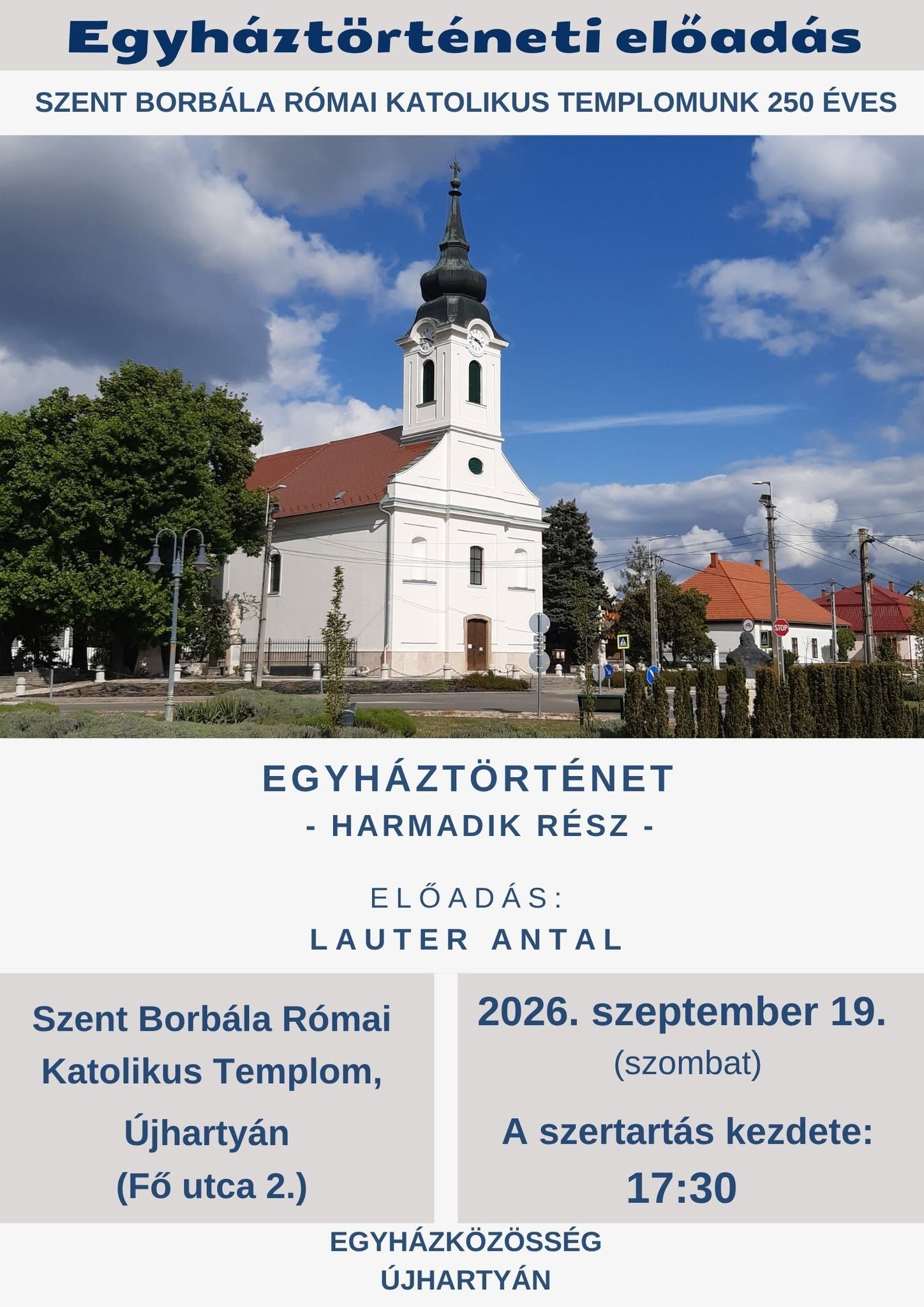 Egyh&aacute;zt&ouml;rt&eacute;neti előad&aacute;s plak&aacute;tja