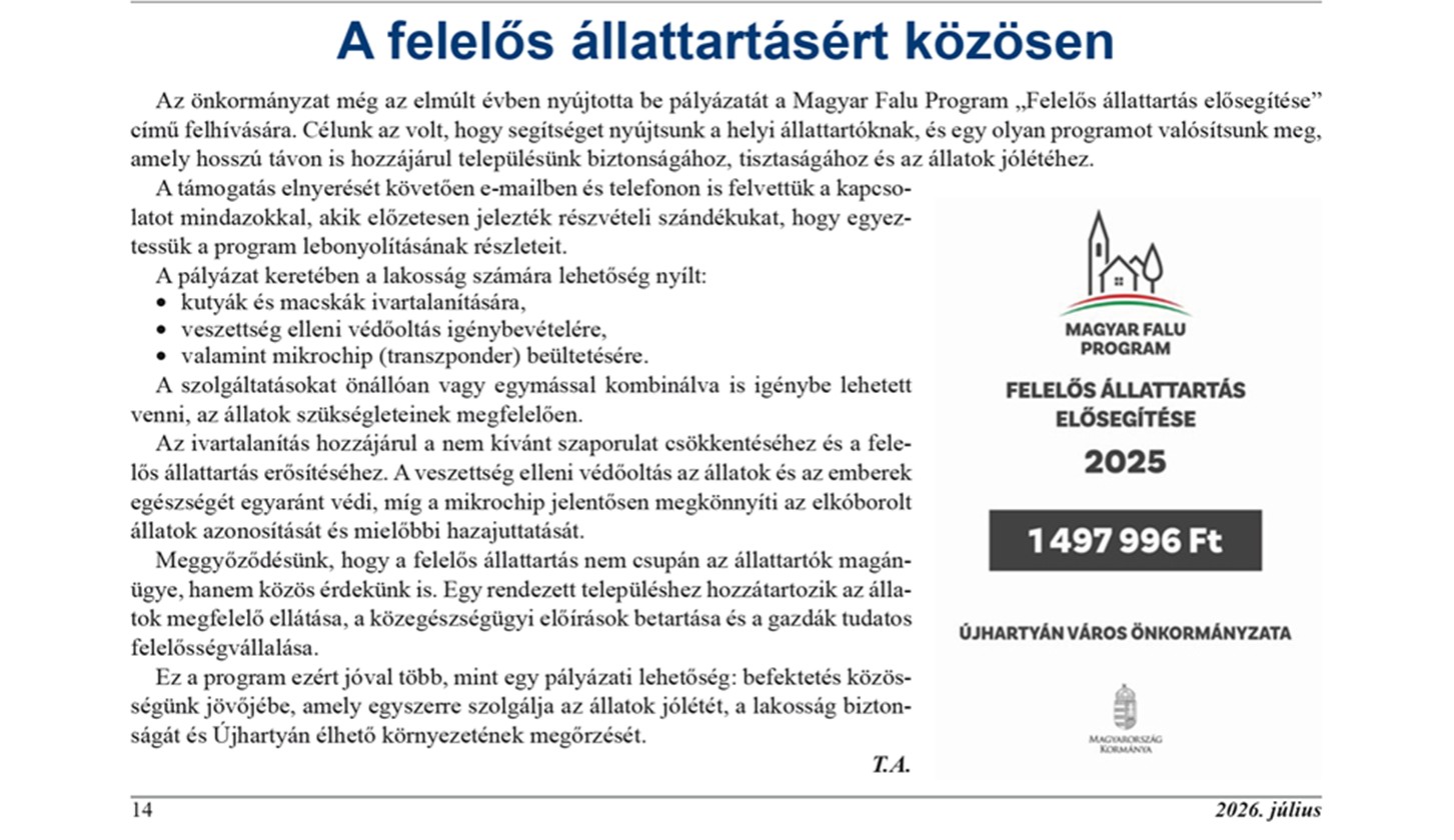 Felelős &aacute;llattart&aacute;s