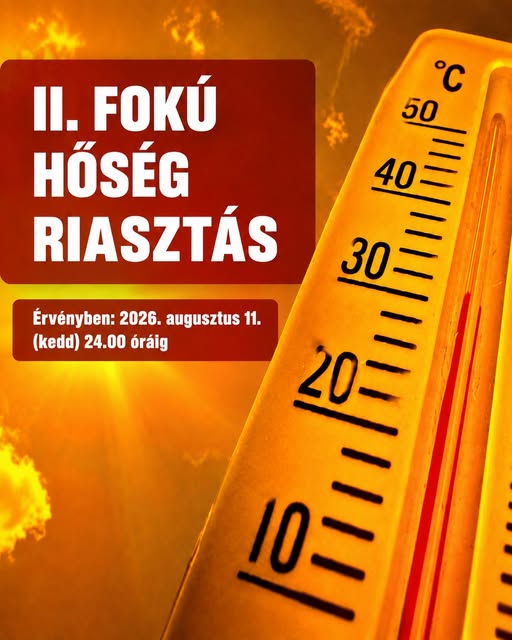 2 fokú hőségriasztás