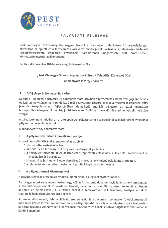 P&aacute;ly&aacute;zati felh&iacute;v&aacute;s anyaga